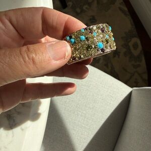 L'Objet Gold napkin rings with Turquoise and Amethyst set of 6